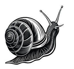 This Snail Silhouette Vector Clipart Captures the Intricate Details of This Slow-Moving Creature, Making It Ideal for Nature-Themed Designs, Wildlife Illustrations
