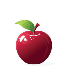 red apple isolated on white background with leaf
