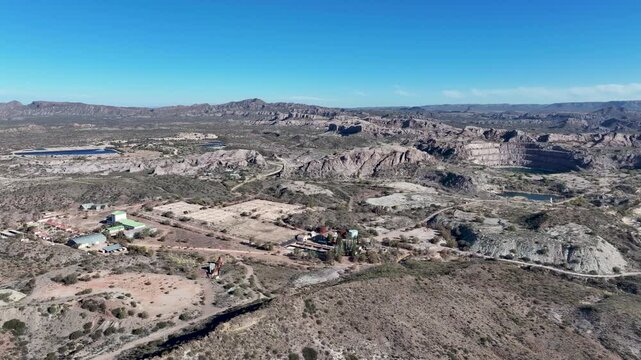 Old open pit uranium mine. Aerial view.