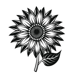 Fototapeta premium This Detailed Sunflower Silhouette Vector Clipart Captures the Vibrant Essence of This Popular Flower, Making It Ideal for Nature-Themed Designs, Botanical Illustrations, Ornamental Art