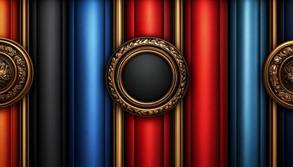 Ornate Gold Frames on Striped Leather Background