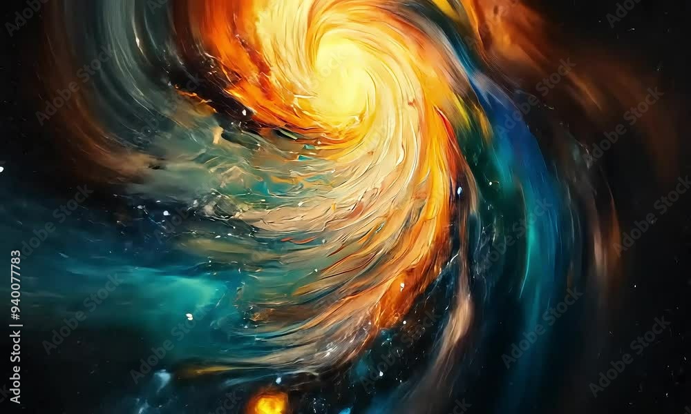 Wall mural abstract cosmic vortex in colorful swirling space with ai generated.