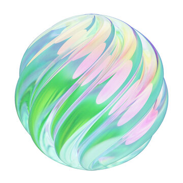 Twisted Wavy Ball Chrome 3D Abstract