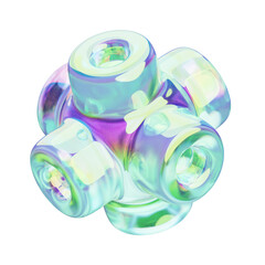 Six Hollow Cilinder Chrome 3D Abstract
