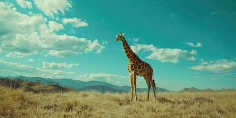 Obraz premium Giraffe photographed from a vertical angle