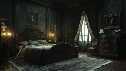 Dark and Elegant Victorian Bedroom
