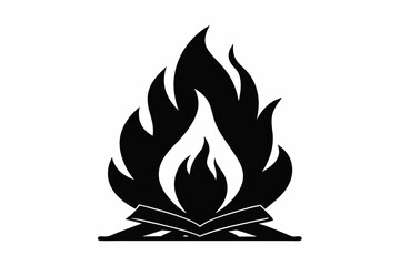Campfire icon, Bonfire silhouette vector illustration, Fireplace black symbol