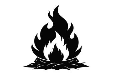 Campfire icon, Bonfire silhouette vector illustration, Fireplace black symbol