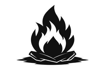 Campfire icon, Bonfire silhouette vector illustration, Fireplace black symbol