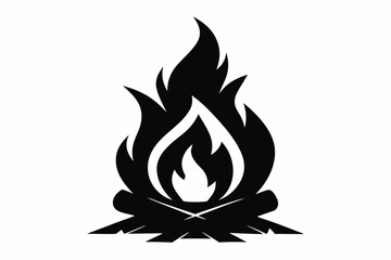 
camp fire icon, silhouette of campfire vector