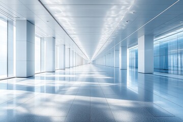 Obraz premium A large, empty, white room with a lot of windows