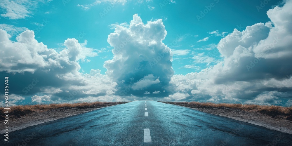 Canvas Prints a road with a cloudy sky in the background