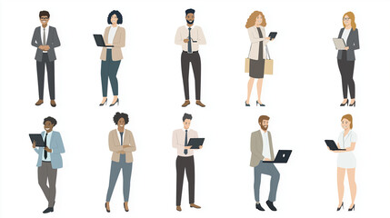 vector illustration, business employees isolated in white background, working, Business