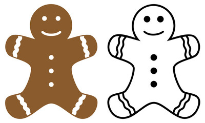 Christmas Gingerbread Man - Colors & Outline