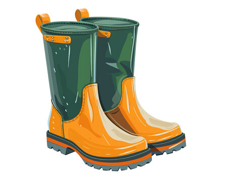 recommend clip art: Vibrant Rubber Rain Boots with Flowers, Watercolor Clipart Illustration Featuring Isolated Background