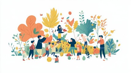 Fototapeta premium A group of people of different ages enjoying a day in nature.