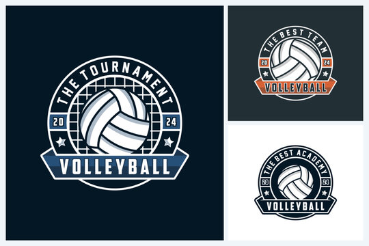 Volleyball logo design template, volleyball team emblem collection, volleyball tournament logo design vector illustration