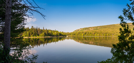 Summer Morning at Jordan Pond, Acadia National Park with Copy-Space
