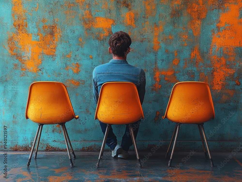 Sticker Man Sitting in a Chair