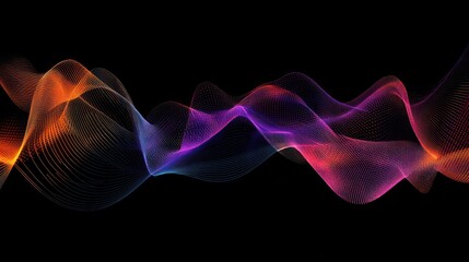 Abstract Colorful Waves on Black Background
