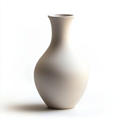 A White Ceramic Vase with a Rounded Base and a Narrow Neck