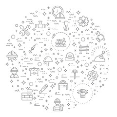 Simple Set of Labor Day and industry Related Vector Line Illustration. Contains such Icons as engineer, architect, service, job, worker, factory, builder, labour, employee, helmet and more.