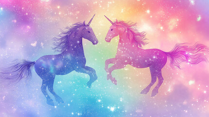 Enchanted Unicorns with Stars Rainbows and Sparkles