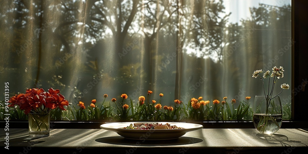 Sticker table with flowers