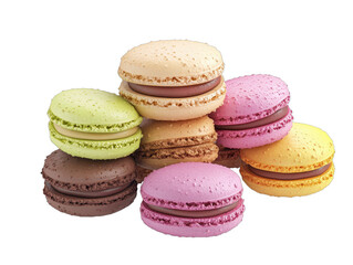 Obraz premium Colorful Macarons on White Background, transparent background, PNG file
