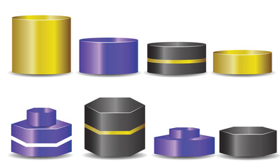 Set of 3D product podium. vector illustration