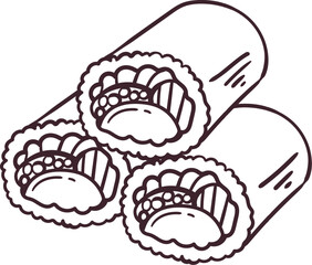  sushi roll japanese food style line art