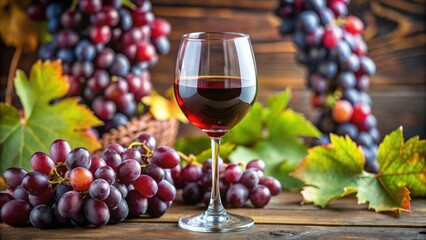 Close-up of a glass of red wine surrounded by fresh grapes, grapes, vineyard, drink, alcohol, tasting, winery, beverage, red