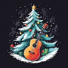 the AI Image Generator, Santa Claus playing guitar