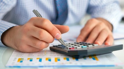 Businessman Calculating Finances