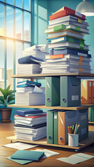 stack of papers documents office business