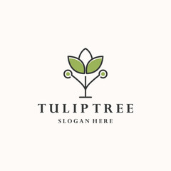 Tulip tree logo design template vector illustration On white background