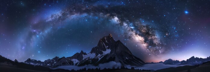 Fototapeta premium Milky Way Over Majestic Mountain Peak