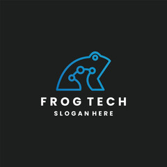 Frog tech logo design template vector illustration On white background