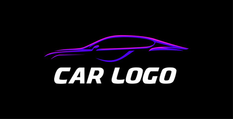 car logo with futuristic colors on dark background