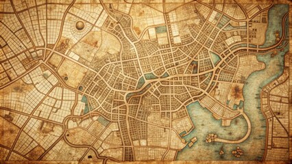 Obraz premium Seoul cityscape on vintage map, retro, South Korea, travel, tourism, old, ancient, history, exploration, urban