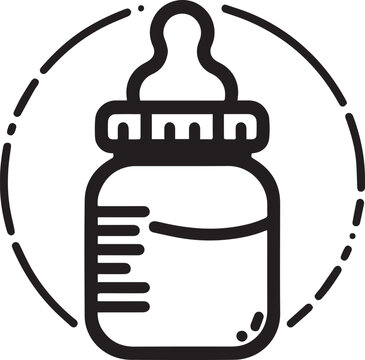 recommend clip art: Baby bottle line icon Vector, Baby bottle simple silhouette, Minimalist icon isolated on white background,