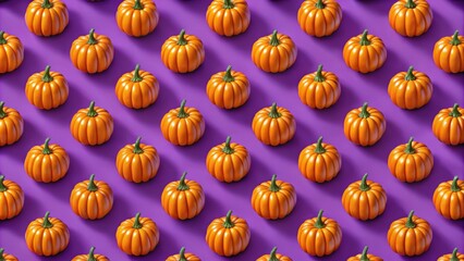 Purple background with repeating pattern of pumpkins for Halloween, Halloween, seamless, pattern, purple, background