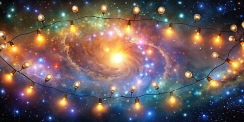 Obraz premium Magical Christmas lights creating a festive galaxy of joy and celebration, Christmas, lights, magical, festive, galaxy, joy