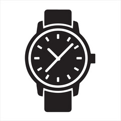 Hand watch with bracelet. Modern and classic accessory for men and women icon silhouette vector style with white background