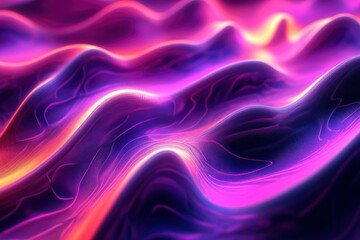 Abstract waves shape glowing in ultraviolet spectrum. Background for banner, backdrop or texture for 3D mapping , ai