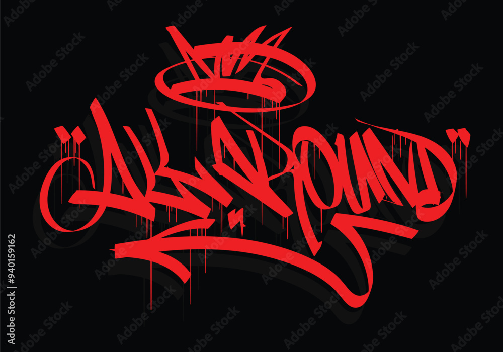 Sticker ALL AROUND graffiti tag style design