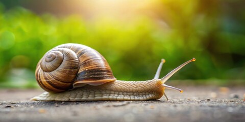 A determined snail crawling towards the other side, journey, determination, patience, slow, perseverance, ambition, goal