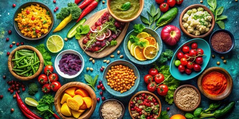 Vibrant and colorful plant-based recipes featuring fresh ingredients, healthy, food, plant-based, recipes, vegan