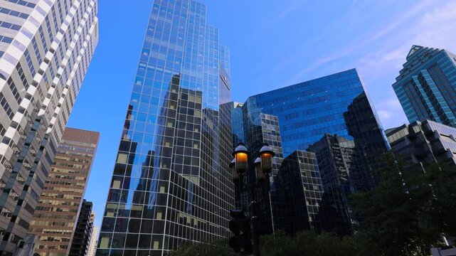 Canada, Montreal panoramic skyline in downtown financial, business and technology city center.