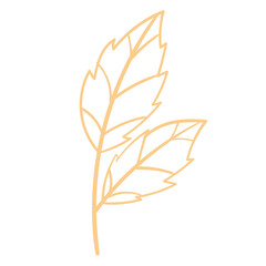 Hand drawn golden leaves isolated illustration